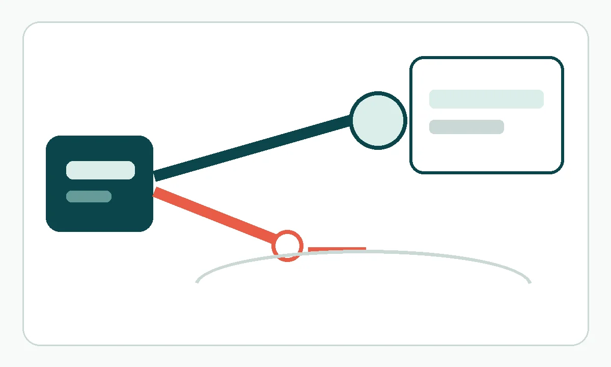 A wallet with two transfer paths, one reaching the receiving account